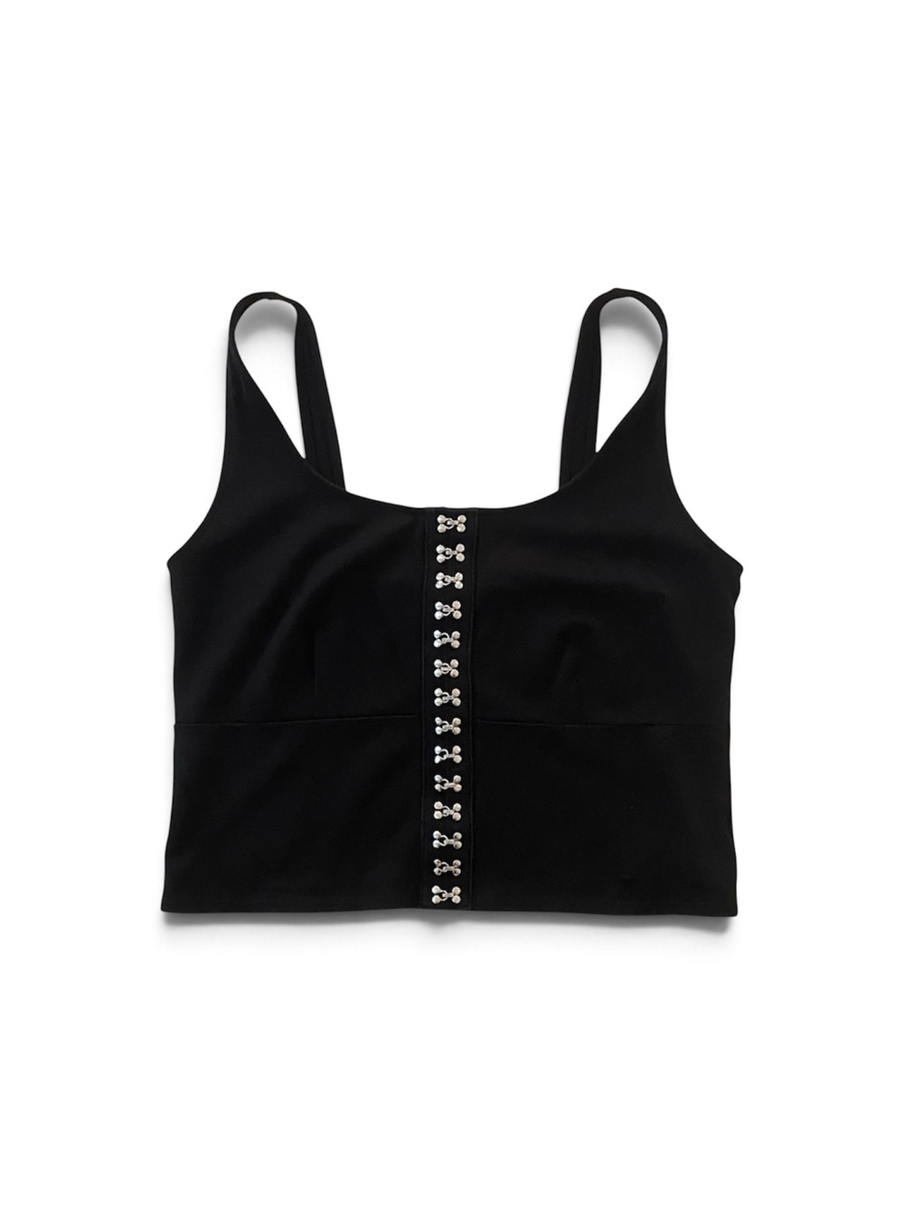 Forever 21 Silver Hook and Eye Front Black Tank Top Women’s Plus Size 0X